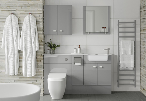 Eco Bathrooms - Image Gloss Grey Mist - SPACE fitted bathroom