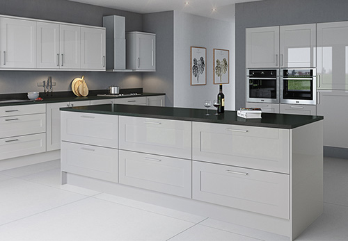 Eco Kitchens - Solent Gloss Grey Mist Kitchen