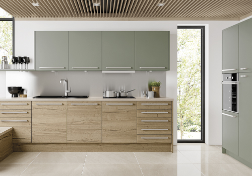 Eco Kitchens - Halifax Oak with Reed Green Kitchen