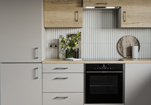 Eco Kitchens - Tempo Stone Grey with Halifax Oak Kitchen