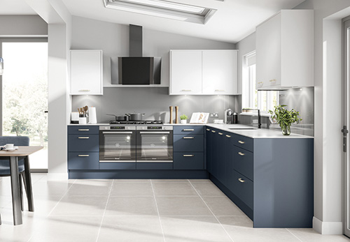 Vero Matt Indigo Blue with Matt White Kitchen