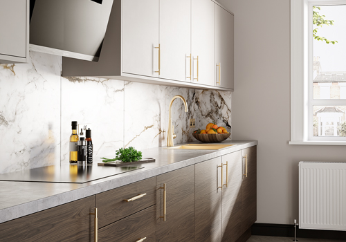 Eco Kitchens - Tempo Casella Marone Oak & Stone Grey Kitchen