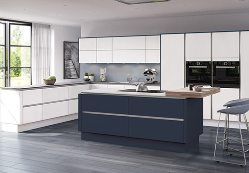 Moderna Matt White with Matt Indigo Kitchen