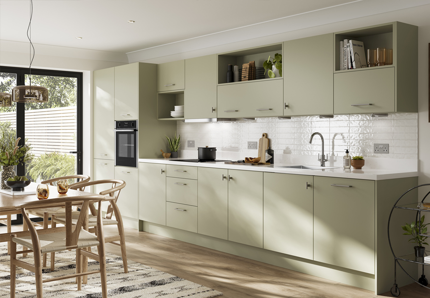 Avalon Kitchen Furniture - Metro Matt Sage Green Kitchen